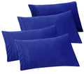 Elegant Comfort 4-Pack Solid Pillowcases 1500 Thread Count Egyptian Quality - Easy Care, Smooth Weave, Wrinkle And Stain Resistant, Easy Slip-On, 4-Piece Set, Standard/Queen Pillowcase, Royal Blue