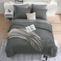 Wrensonge Charcoal Grey King Comforter Set, 7 Pieces Soft Microfiber King Size Comforter With Fitted Sheet, Flat Sheet, 2 Pillow