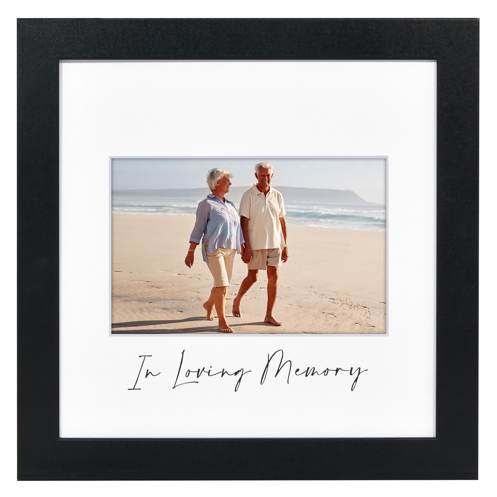 Americanflat Memorial Picture Frame with Shatter-Resistant Glass - Use as 8x8 Picture Frame without Mat or 4x6 Picture Frame wit