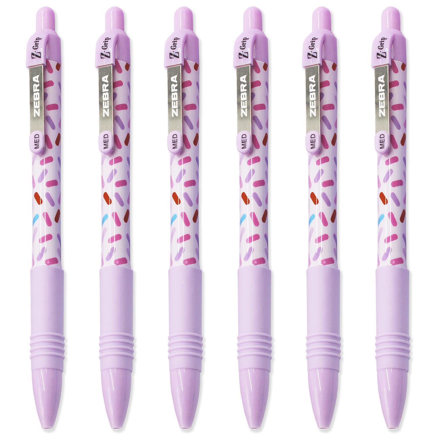Zebra Z-Grip Smooth - Retractable Ballpoint Pen - Pack Of 6 - Black Ink - Sweetie Violet Barrel Design