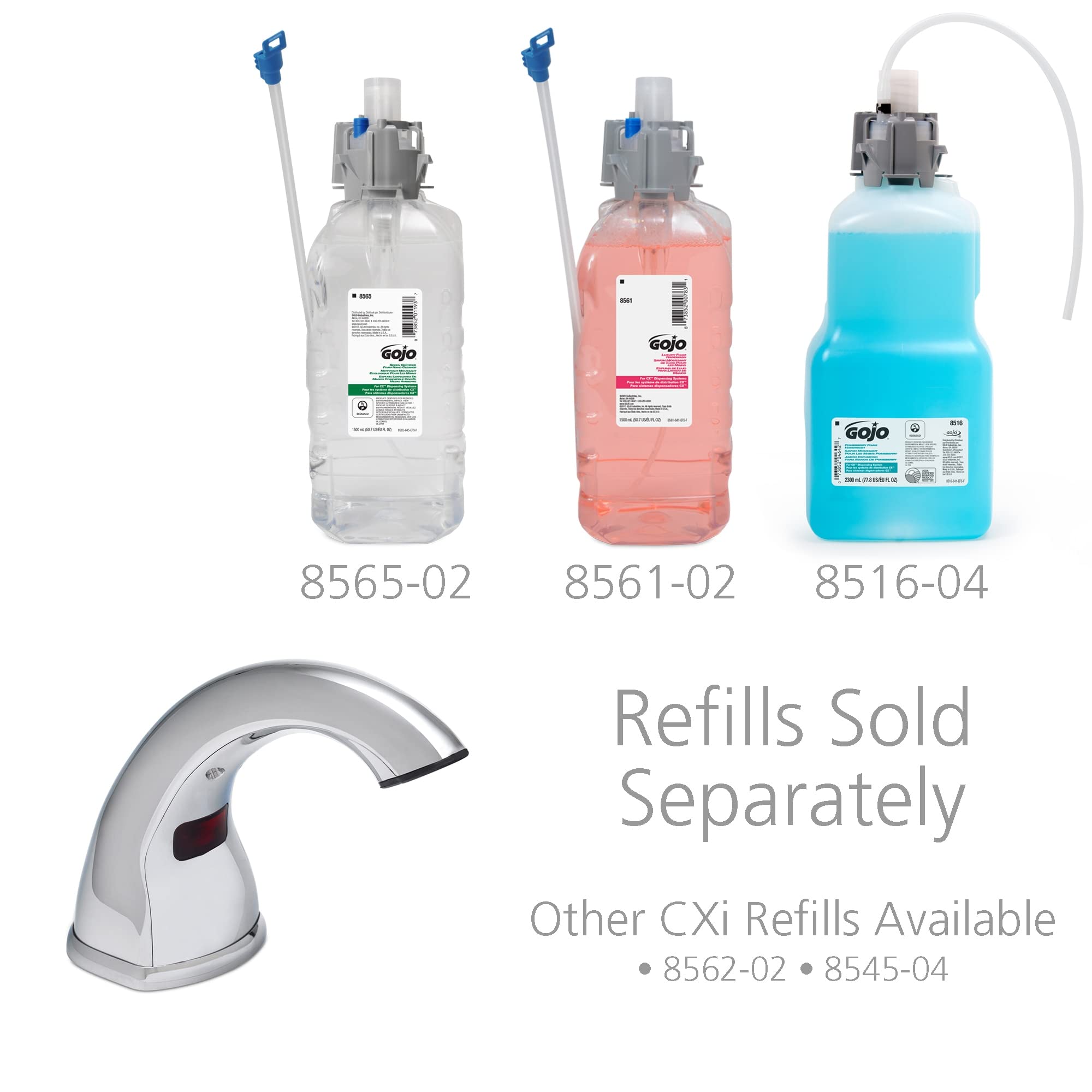 Gojo Cxi Touch-Free Counter-Mount Soap Dispenser, Chrome