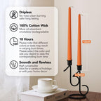 Pickood 12-Inch Tall Dripless Taper Candles Set Of 4 - Orange Tapered Candles, Perfect For Halloween,Fall - Smokeless, Unscented