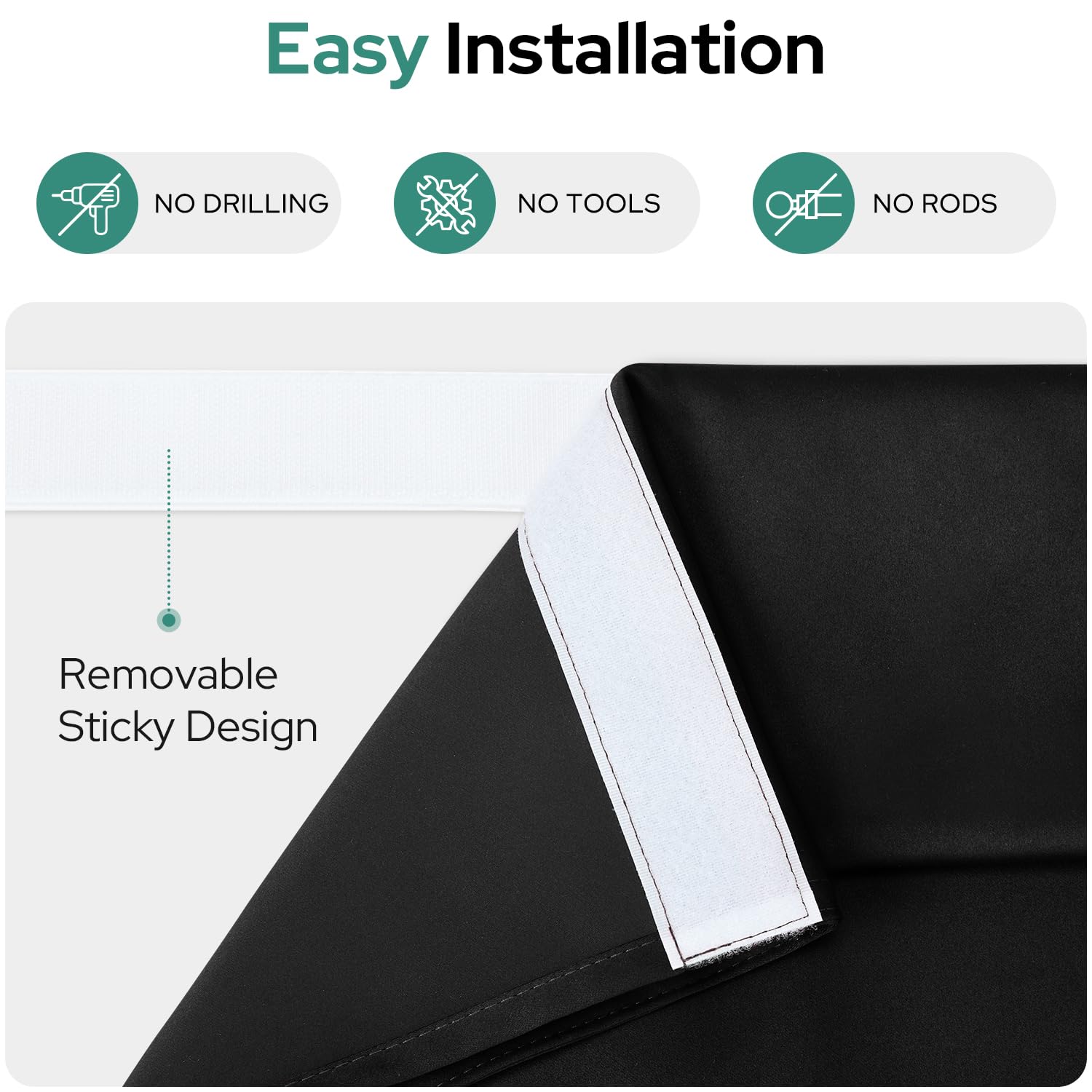 Homeideas 100% Blackout French Door Curtains, Privacy Door Curtains For Window, 26 X 40 Inch Room Darkening Blinds, Thermal Insulated Window Shades For Bedroom, 1 Panel, Black