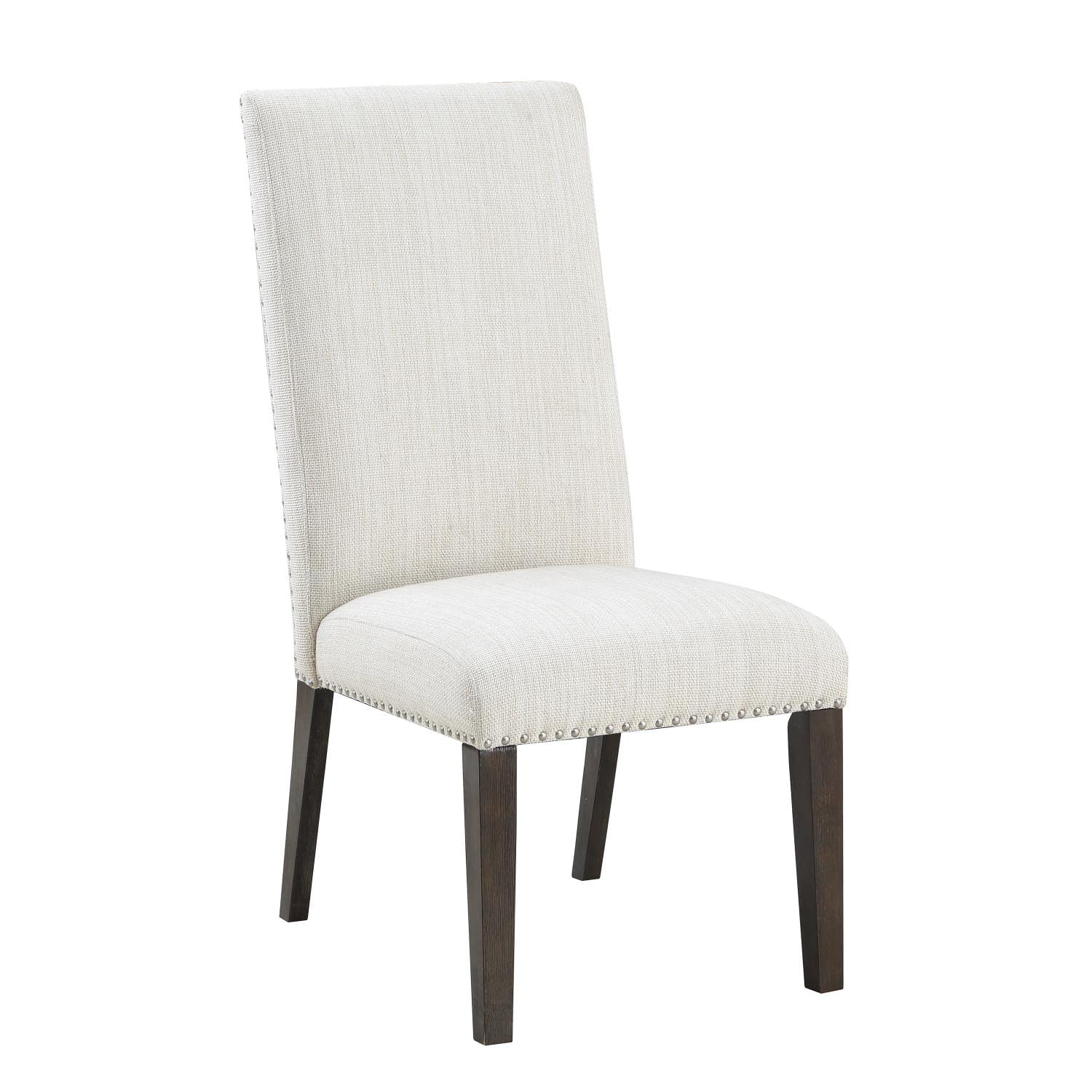 Steve Silver Upholstered Classic Styling, Dusty Charcoal Finish, Cream Fabric, Hutchins Dining Collection, Set of 2 Side Chair
