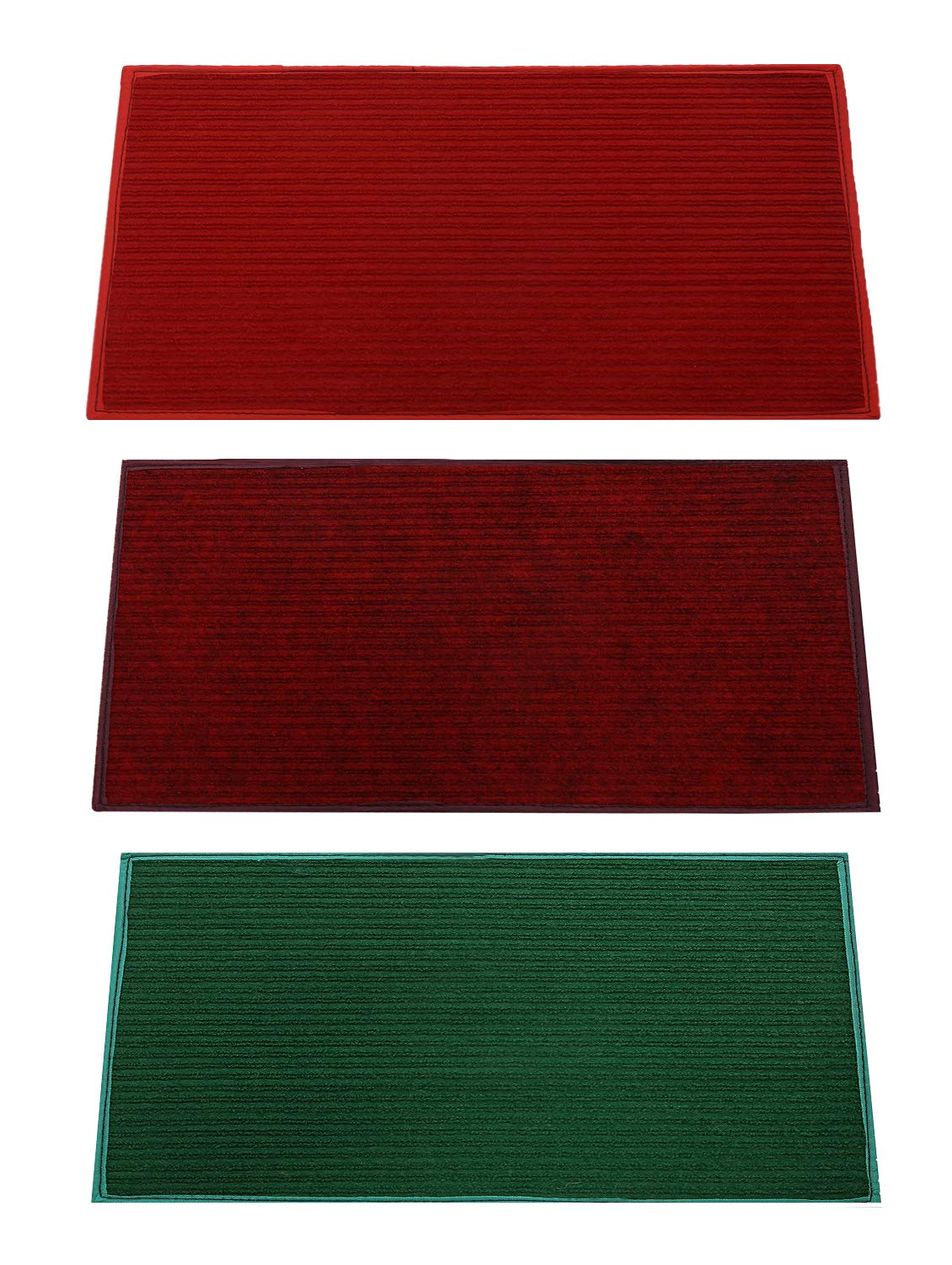 Kuber Industries Microfiber Anti Slip 3 Pieces Door Mat 14'X21'(Red, Maroon & Green) -Ctltc11444