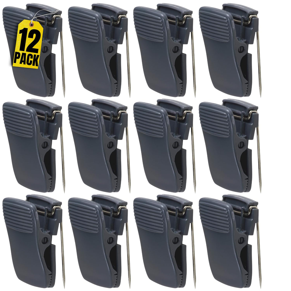 1Intheoffice Cubicle Clips, Wall Clips For Fabric, Cubicle Wall Clips, Deluxe Recycled, Charcoal, 12/Pack