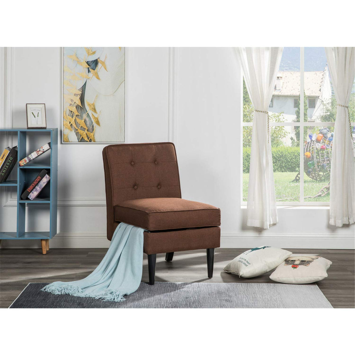 Oliver Brown Fabric Storage Accent Chair With Flip Top Storage