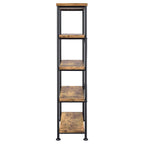 Coaster Home Furnishings Analiese Rustic Industrial 4-Tier Bookcase Etagere Bookshelf Office Storage Book Shelf Engineered Eco-Friendly Wood Look Laminate Sturdy Black Steel Base Rustic Nutmeg 801542