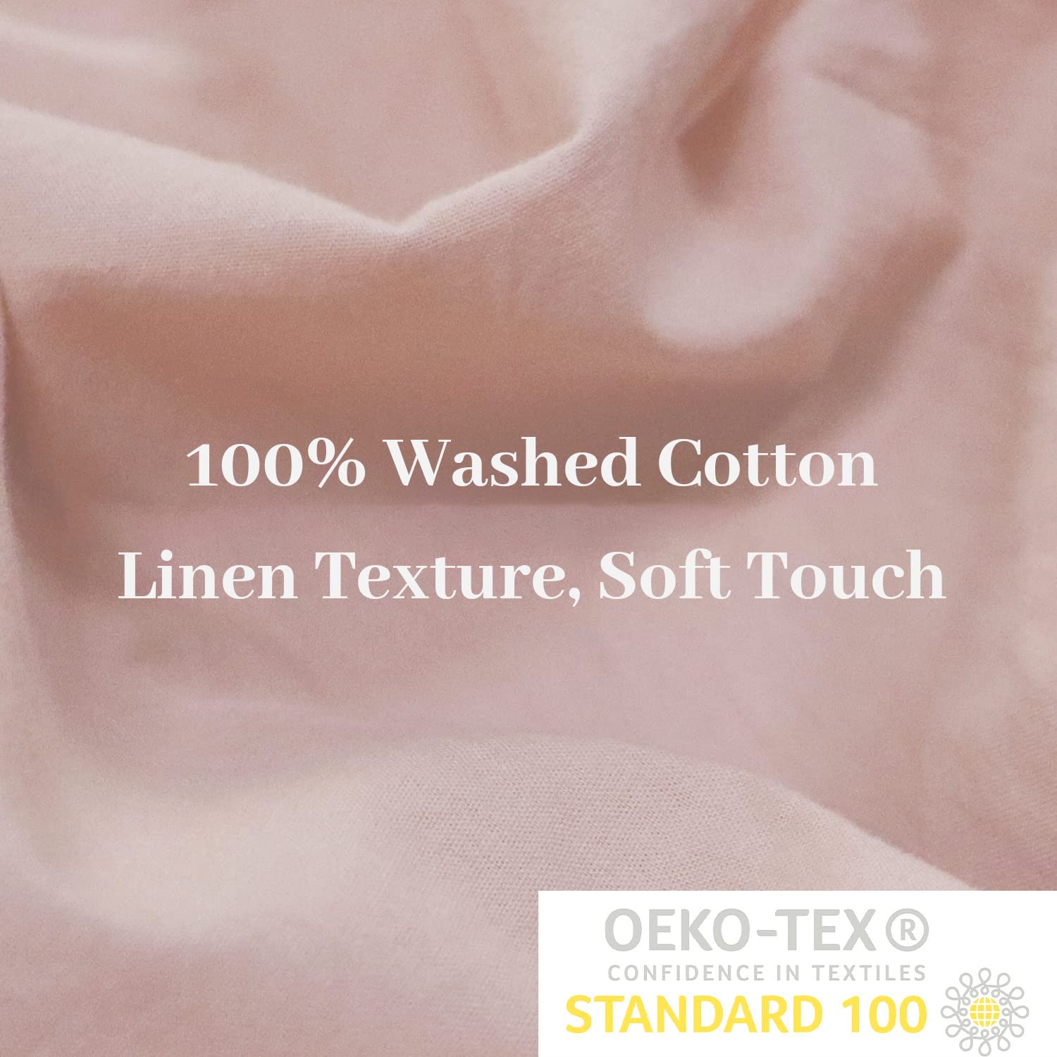 Nexhome Pro Duvet Cover Set Oversized Queen 98'X98' Linen Look Textured Organic Natural 100% Washed Cotton Duvet Cover 3 Pieces Bedding Set Zipper Closure, Breathable, Soft, Pink (No Comforter)