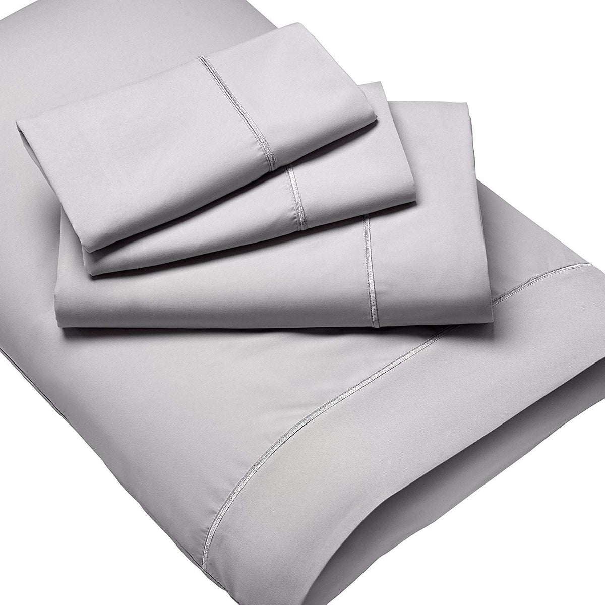 Fabrictech International Luxury Microfiber Wrinkle Resistant 4-Piece Sheet Set, King, Dove Gray