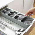Mann Mart Kitchen Drawer Organizer With Cutlery Tray & Utensil Divider For Spoons, Forks, And More  5.5Inch SpaceSaving Design