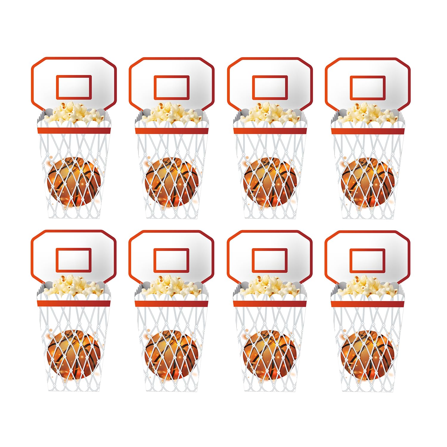 24 Pcs DIY Basketball Hoop Popcorn Boxes Basketball Party Decorations,Party Favors Snack Treat Box,Candy Cookie Container for Ba