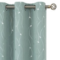 Bgment Room Darkening Curtains 63 Inches Long, Grommet Thermal Insulated Blackout Curtains With Wave Line And Dots Printed For Bedroom, 2 Panels, Each 38 X 63 Inch, Frosty Green