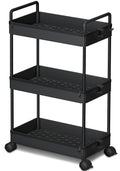 Ronlap 3 Tier Classic Storage Rolling Cart, Slim Storage Cart with Wheels Slide Out Storage Rolling Cart Organizer Plastic Utili