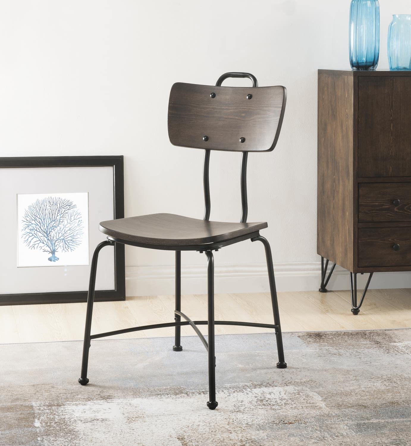 Acme Garron Side Chair (Set of 2) in Walnut and Black