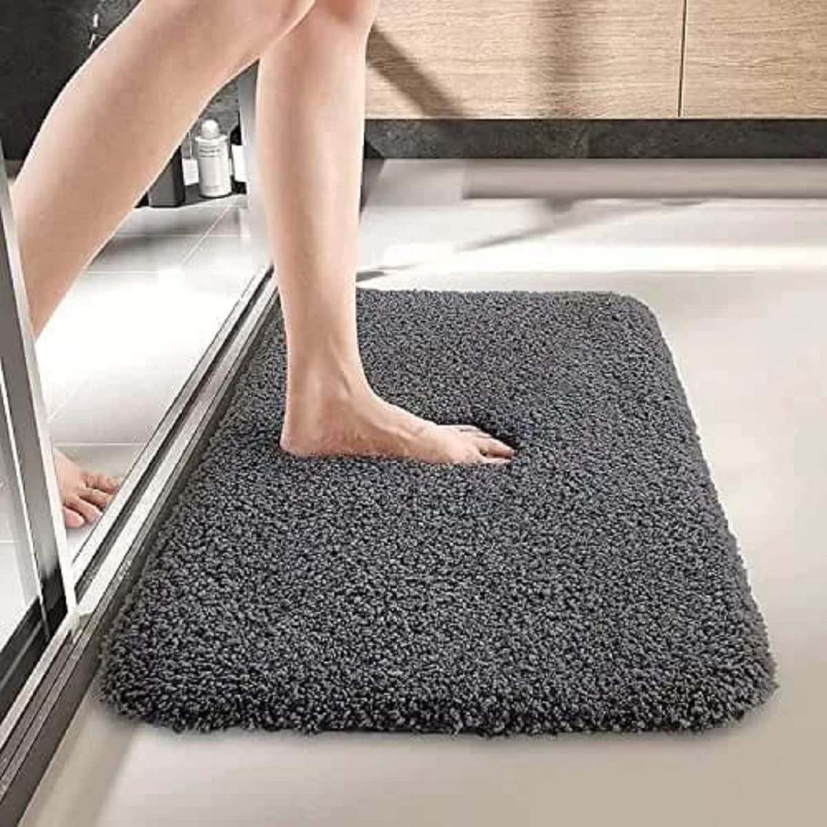 MODERN FAB Bathroom Door Mats Anti Slip Water Soak Size 40x60 cm Pack of 1 Grey with Pile Hight 23mm