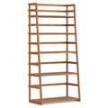 SIMPLIHOME Acadian Bookcase - 63 inch Tall 5-Shelf Solid Wood Ladder Shelf in Light Golden Brown, Transitional Display Bookcase 