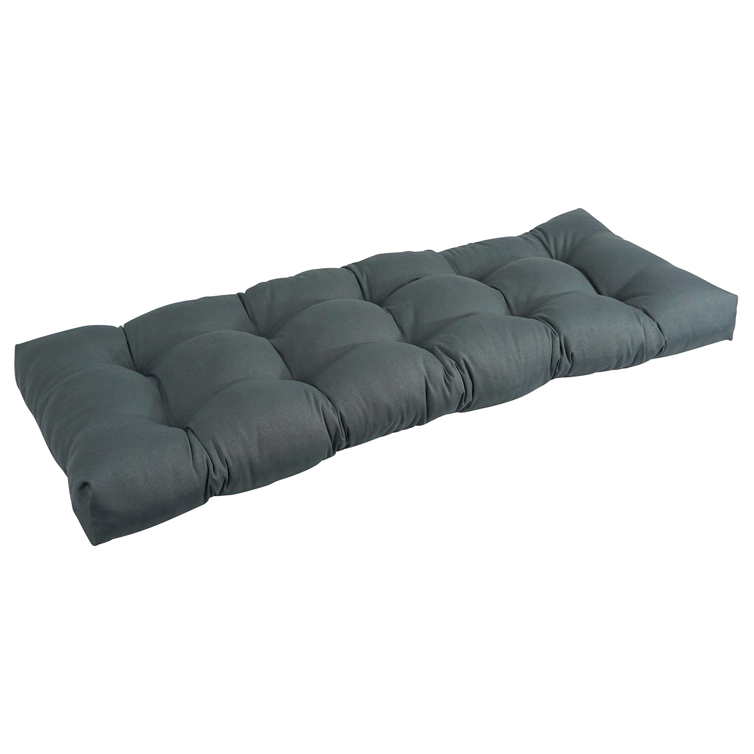 Blazing Needles Twill Tufted Bench Cushion, 51 x 19, Steel Grey