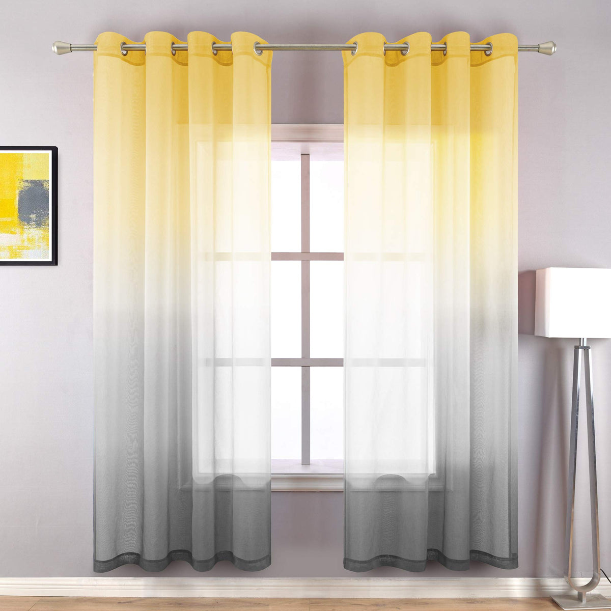 Koufall Sheer Living Room Curtains 72 Inches Long,Decorative Patterned Curtains For Dining Room Windows Livingroom With Grommets