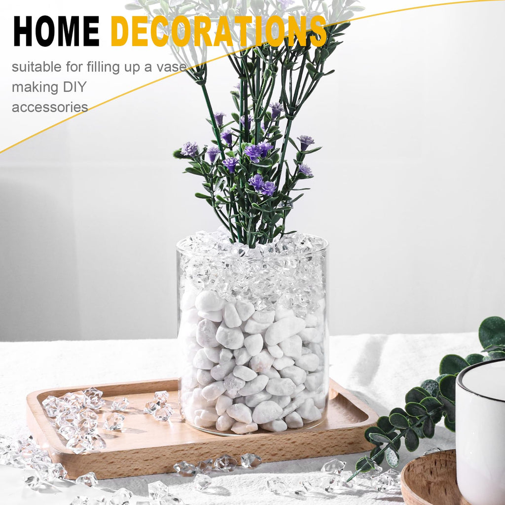 Domestar 550Pcs Clear Vase Fillers, Acrylic Fake Crushed Ice Rocks Fish Tank Vase Centerpiece Party Table Scatter Props Display