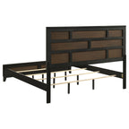 Simple Relax 4 Piece Wooden Eastern King Bedroom Set in Grey Oak and Black
