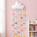 Suncalla Long Bow Holder for Girls Baby White Clouds Hair Bows Clip Organizer 31.5 Inch Baby Hair Accessories Storage Display Ha