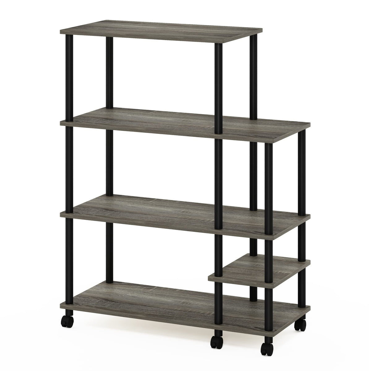 Furinno Turn-N-Tube Kitchen Shelf Cart, French Oak Grey/Black