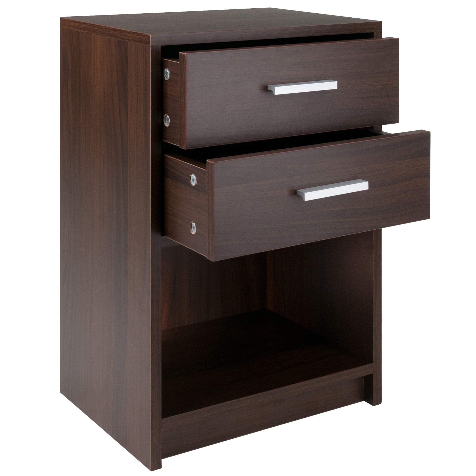 Ergode Wood Molina 2-Drawer Accent Table - Cocoa Finish, Ample Storage, Sturdy Wood Construction, Modern Design - Perfect for Living Room, Bedroom, or Home Office - Assembly Required