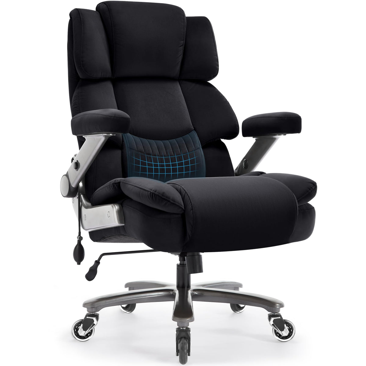 Big And Tall Office Chair 500Lbs- Fabric High Back Executive Computer Chair With Adjustable Lumbar Support 3D Flip Arms Plus Siz