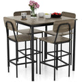 Giantex 5-Piece Dining Table Set W/Counter Height Table & 4 Bar Stools, Modern Kitchen Dining Set W/Footrest & Backrest, Space-S