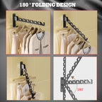 Dr.Dj Wall Mount Coat Hanger Holder Black Clothes Drying Organizer Rack Garment Hooks Aluminium Retractable Folding Indoor Wall