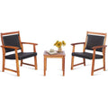 Tangkula 3-Piece Patio Acacia Wood Bistro Set, Patiojoy Outdoor Furniture Set With 2 Chairs & 1 Side Table, Weather Resistant Rattan Garden Conversation Chair Set For Pool Side, Deck, Balcony