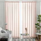 Melodieux Light Pink Semi Sheer Curtains 108 Inches Long for Living Room Bedroom, Extra Long Linen Look Rustic Rod Pocket Sheer 