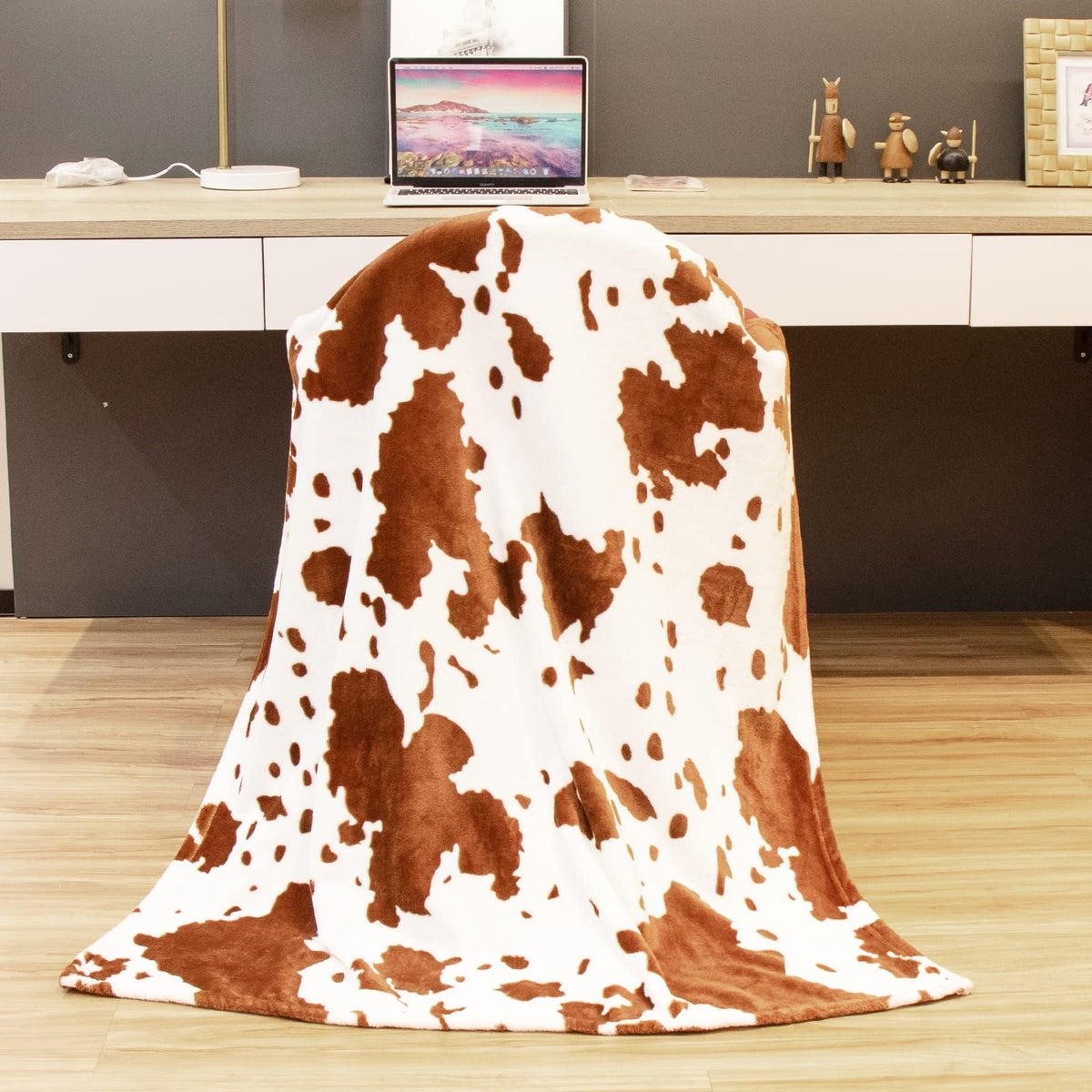 Fuzzy Black Cow Print Blanket Adult Baby Soft Warm Cozy Fleece Cat And Dog Blanket Soft & Warm Fleece Flannel Pet Blanket, Great