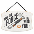 Disney Star Wars May the Force Be With You Lightsaber Hanging Wood Wall Decor - Classic Star Wars Sign for Man Cave or Movie Roo