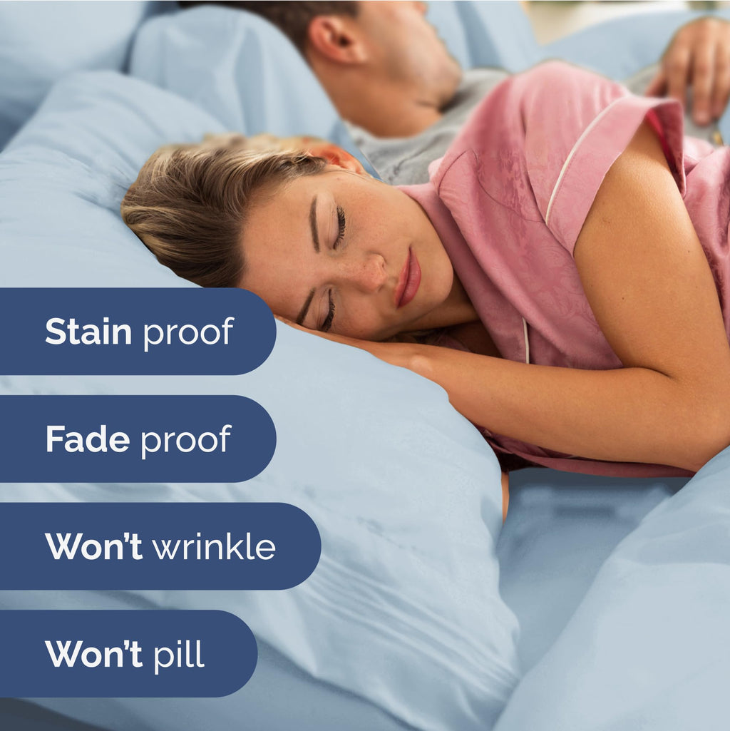 Extra Deep Pocket King Sheets - 4 Piece Breathable & Cooling Bed Sheets - Hotel Luxury Bed Sheet Set - Soft, Wrinkle Free & Comfy - Easily Fits Extra Deep Mattresses - Deep Pocket Sky Blue Sheets Set
