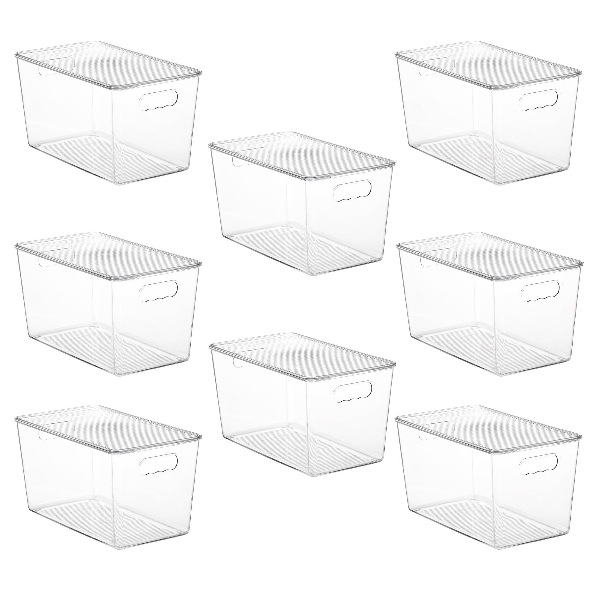 Vtopmart 8 Pack Clear Stackable Storage Bins With Lids,Xlarge Plastic Containers With Handle For Pantry Organizer And Storage,Pe