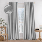 Miulee 100% Blackout Curtains 72 Inches Long Linen Blackout Curtains For Bedroom, Back Tab Room Darkening Black Out Window Drapes Thermal Insulated Rod Pocket, Light Grey, 2 Panels Set