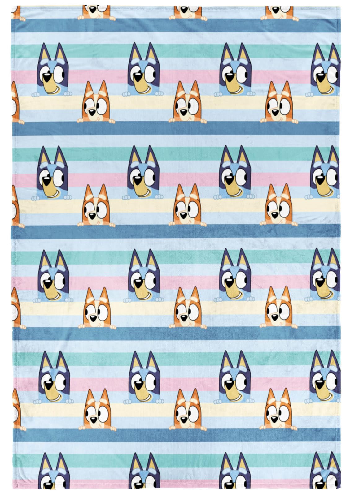 Bluey And Bingo Plush Throw Blanket - Measures 46 X 60 Inches - Kids Super Soft Striped Fleece Bedding