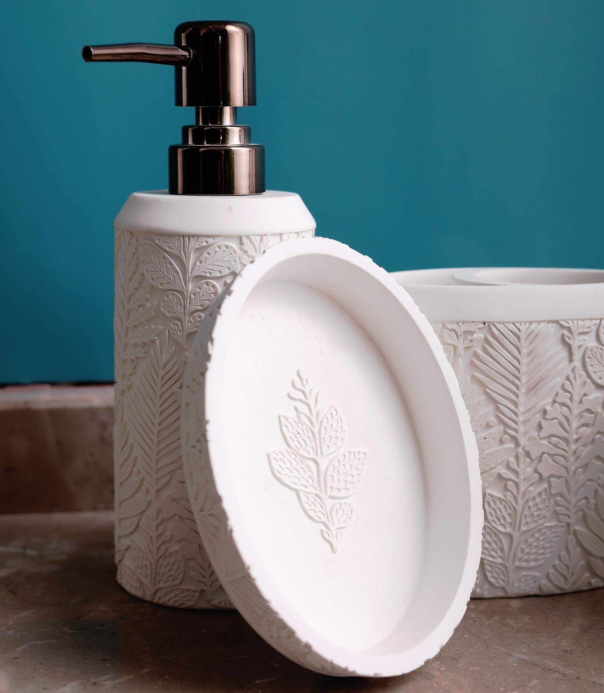 Hymmah Bathroom Accessories Set,Toothbrush Holder,Farmhouse Decor,4 Pcs Resin Gift Apartment Necessities, Contain Toothbrush Cup