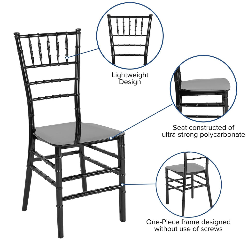 Flash Furniture Hercules Series Black Resin Stacking Chiavari Chair