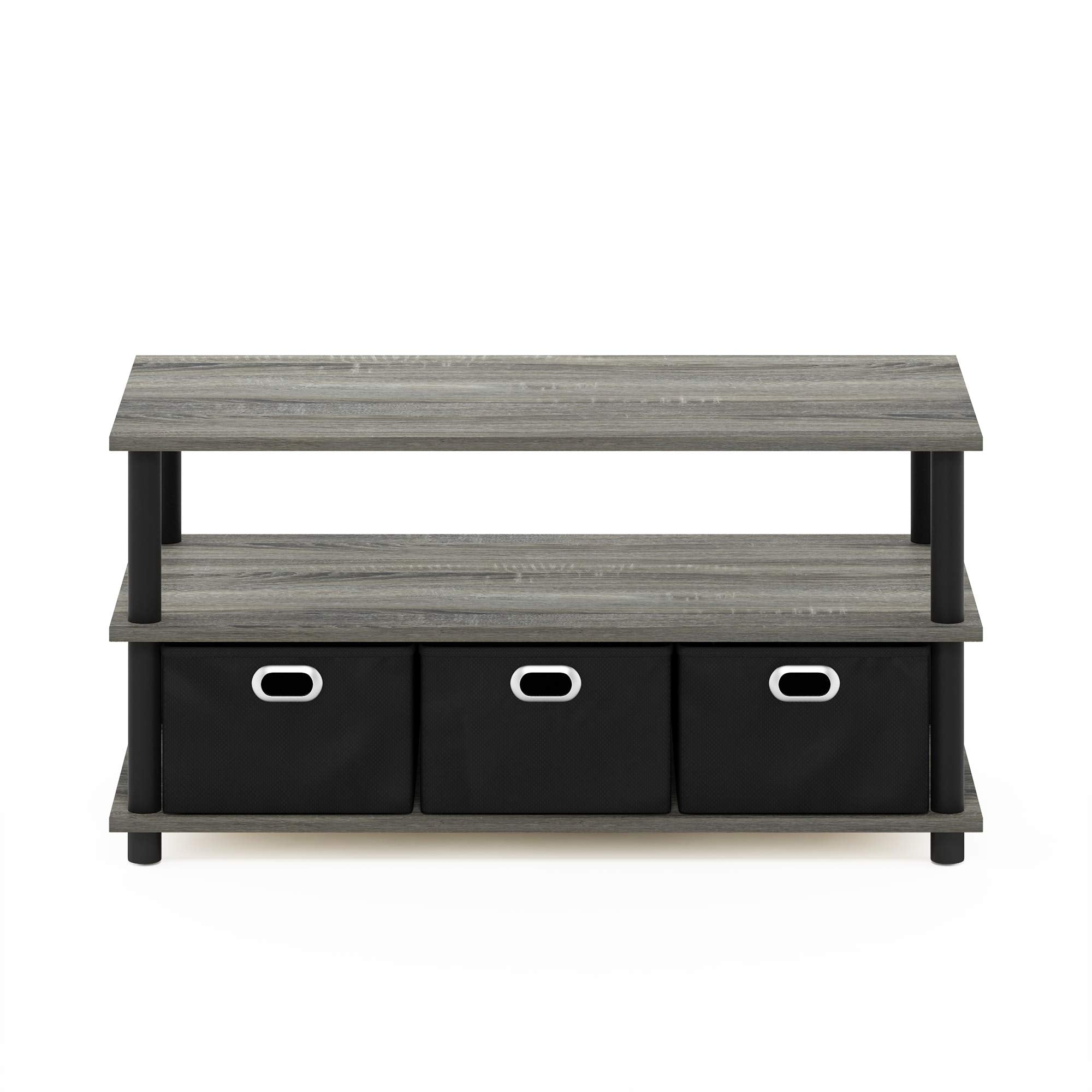 Furinno Turn-N-Tube Coffee Table, 31.22D X 15.5W X 15.8H In, French Oak Grey/Black/Black