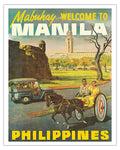 Manila Philippines - Mabuhay (Welcome) - Vintage Travel Poster c.1950s - Fine Art Matte Paper Print (Unframed) 16x20in