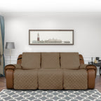 Easy-Going Oversized Recliner Sofa Cover, Reversible Couch Cover For 3 Seat Recliner, Split Sofa Cover For Each Seat With Elastic Straps For Kids, Dogs, Pets (3 Seater, Camel/Camel)