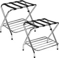 2-Tier Folding X-Shaped Luggage Rack, 50 lb Capacity, Chrome Finish