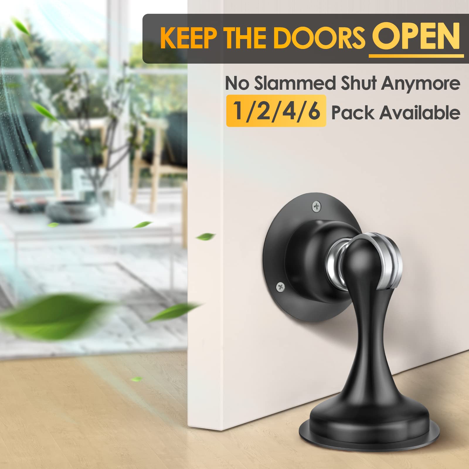 Door Stoppers Magnetic Door Catch - Stainless Steel Heavy Duty Door Holder Stops For Bottom Top Of Door - Wall Floor Mounting No