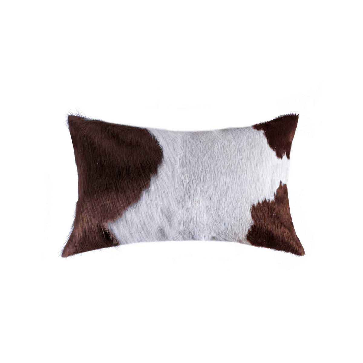 HomeRoots Kitchen 12' x 20' x 5' White and Brown Cowhide Pillow with Hidden Zipper Closure