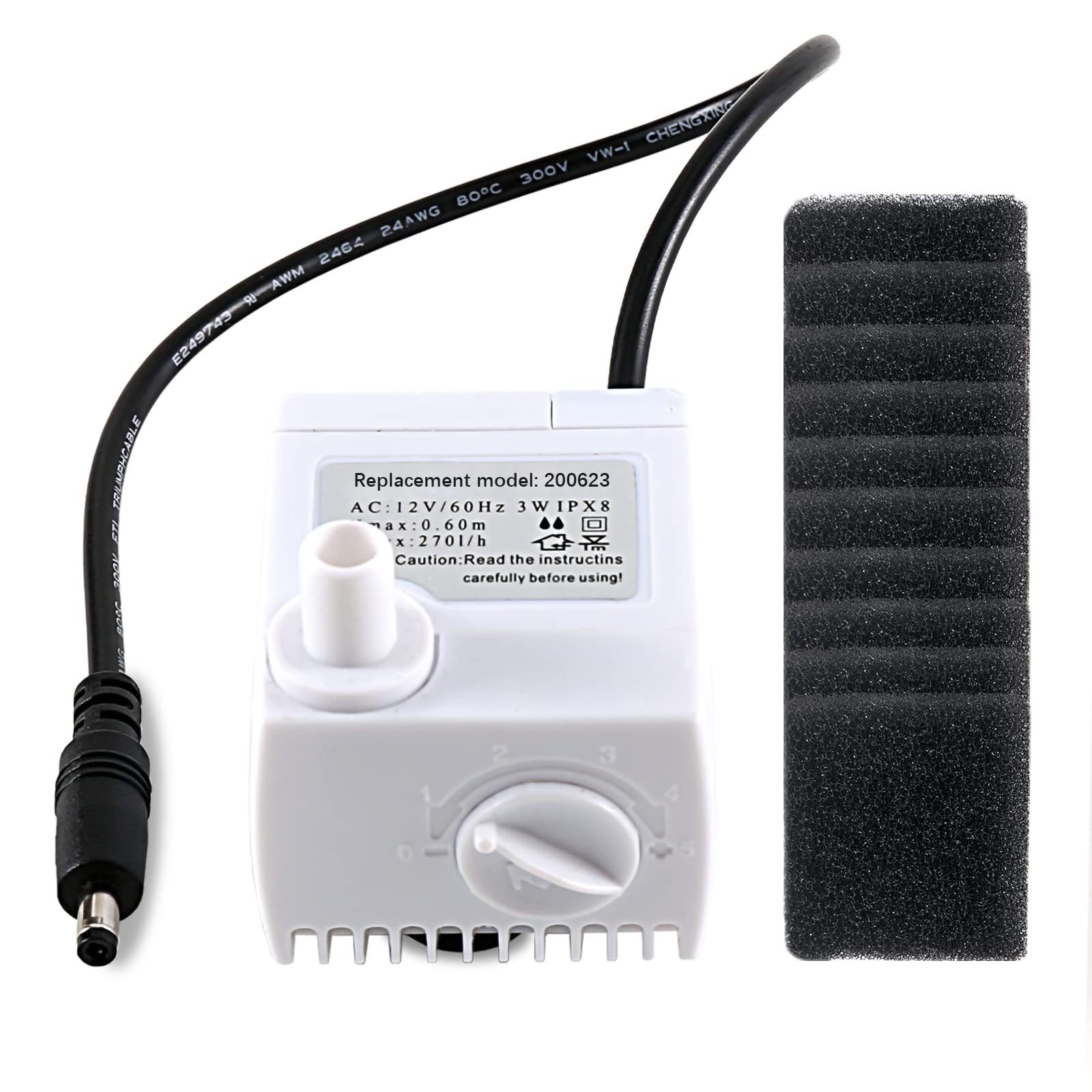 200623 Aero-Garden Pump With 10 Filters, Ultra Quiet Hydroponics Growing System Pump Fit For Harvest Bounty Farm Extra Ultra All