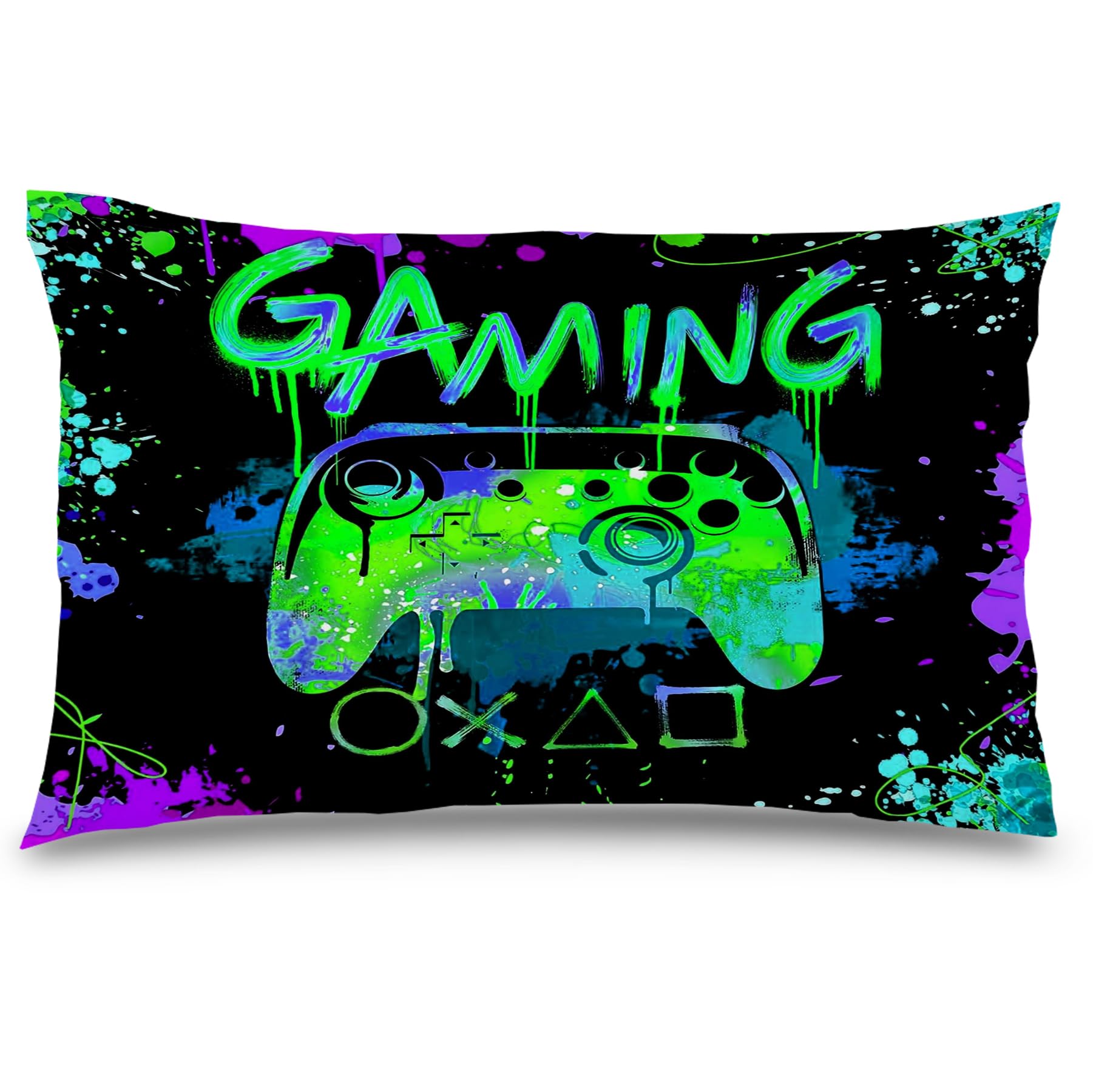 Likjad Gaming Pillow Case,Gamer Pillow Covers 12X20,Game Room Decor,Gaming Room Decor,Gaming Pillow Cover,Teen Boy Room Decor Ga