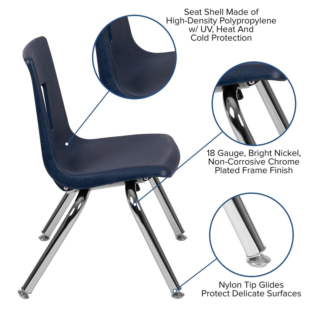 Flash Furniture Mickey Advantage Navy Student Stack School Chair - 12-Inch